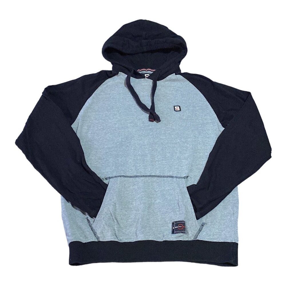SOUTHPOLE Hoodie Mens M Gray Black Sweatshirt Pullover Pocket Y2K Skater Urban